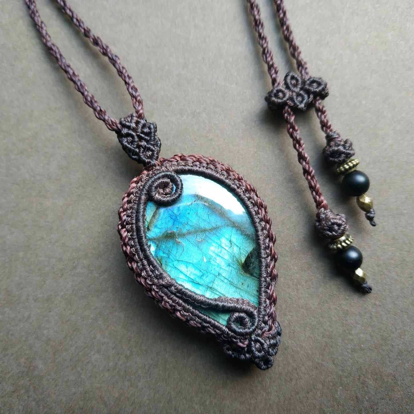 Labradorite Macrame Necklace - SOLD