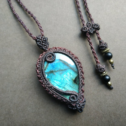 Labradorite Macrame Necklace - SOLD