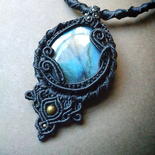 Labradorite Macrame Necklace - Freehand Design  - SOLD