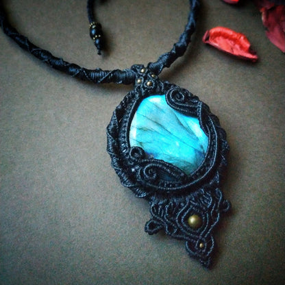 Labradorite Macrame Necklace - Freehand Design  - SOLD