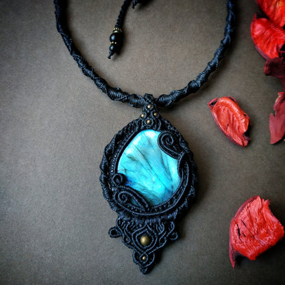 Labradorite Macrame Necklace - Freehand Design  - SOLD