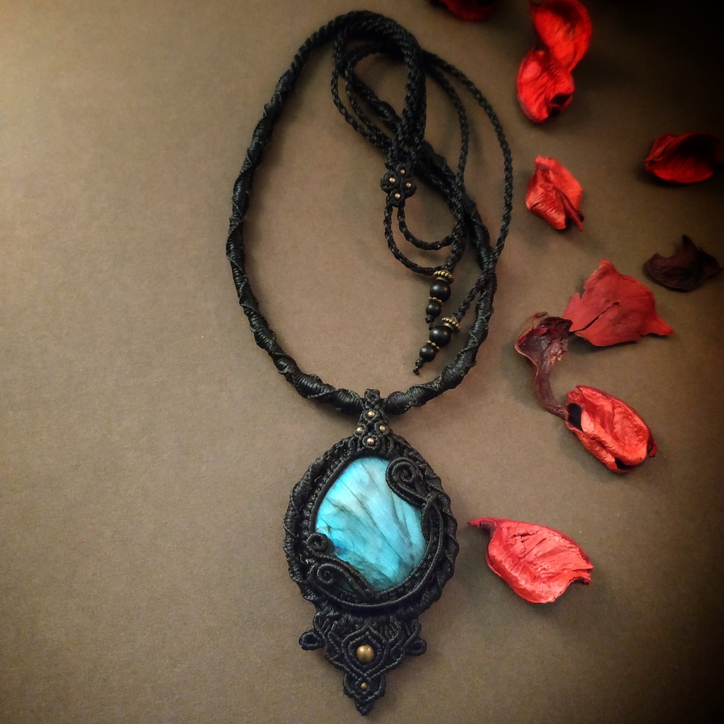Labradorite Macrame Necklace - Freehand Design  - SOLD