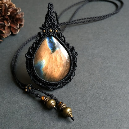 Labradorite Macrame Necklace - Freehand Design  - SOLD