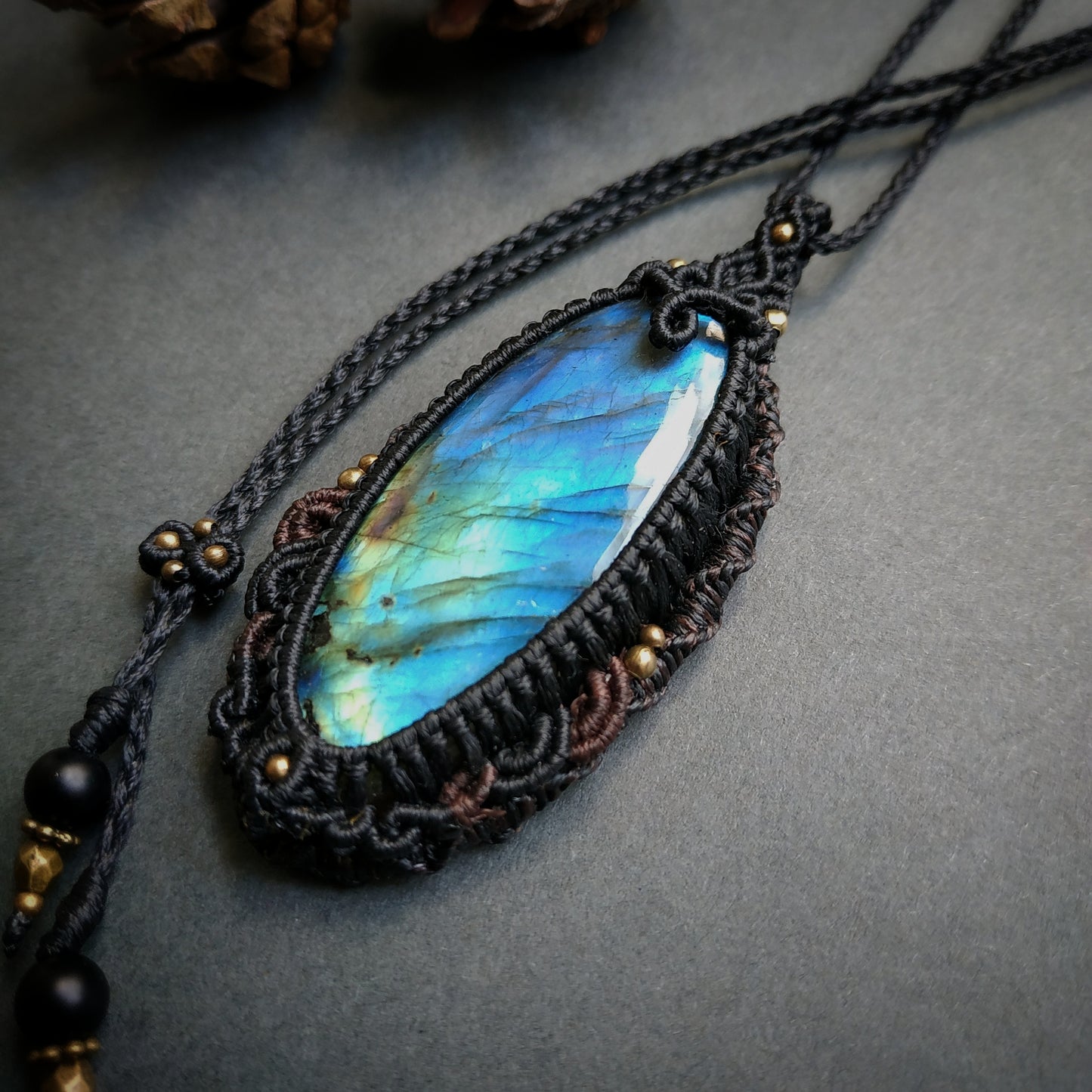 Labradorite Macrame Necklace - SOLD