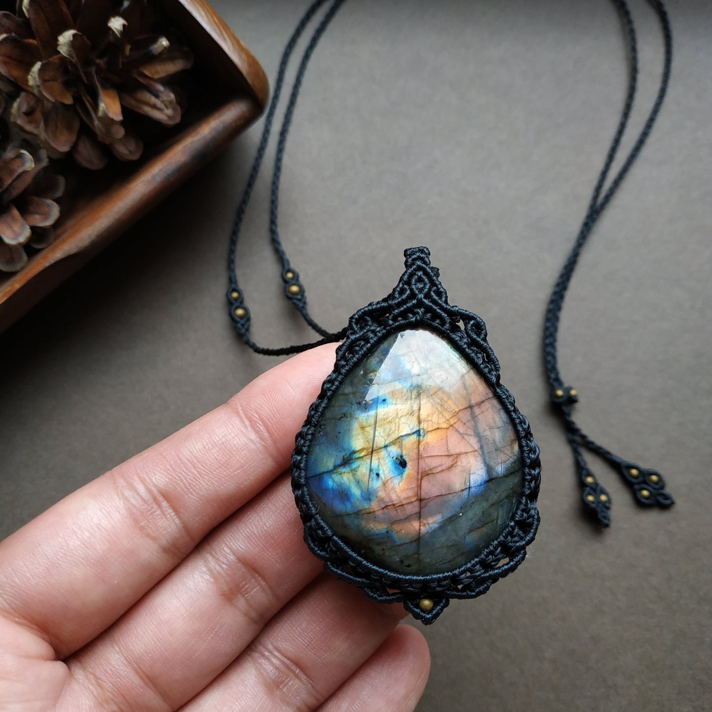Labradorite Macrame Necklace - SOLD
