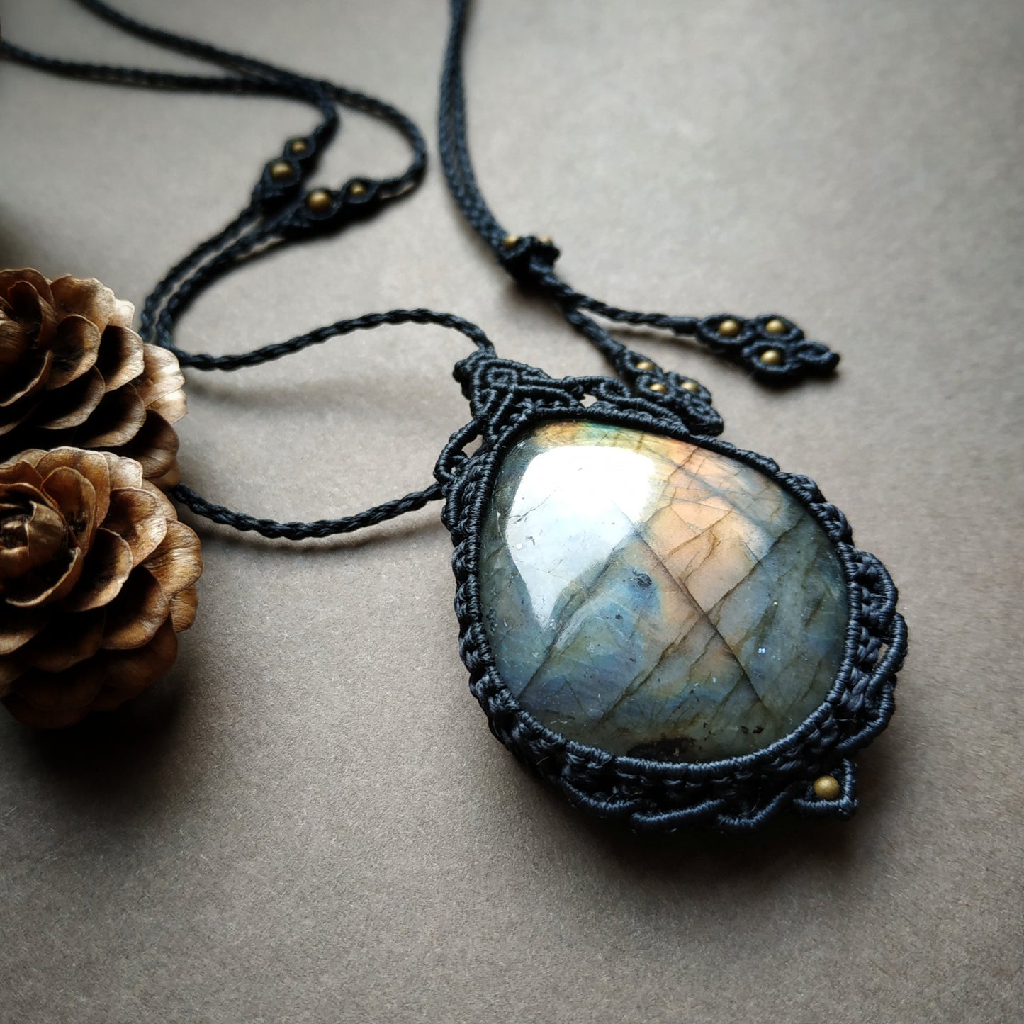 Labradorite Macrame Necklace - SOLD