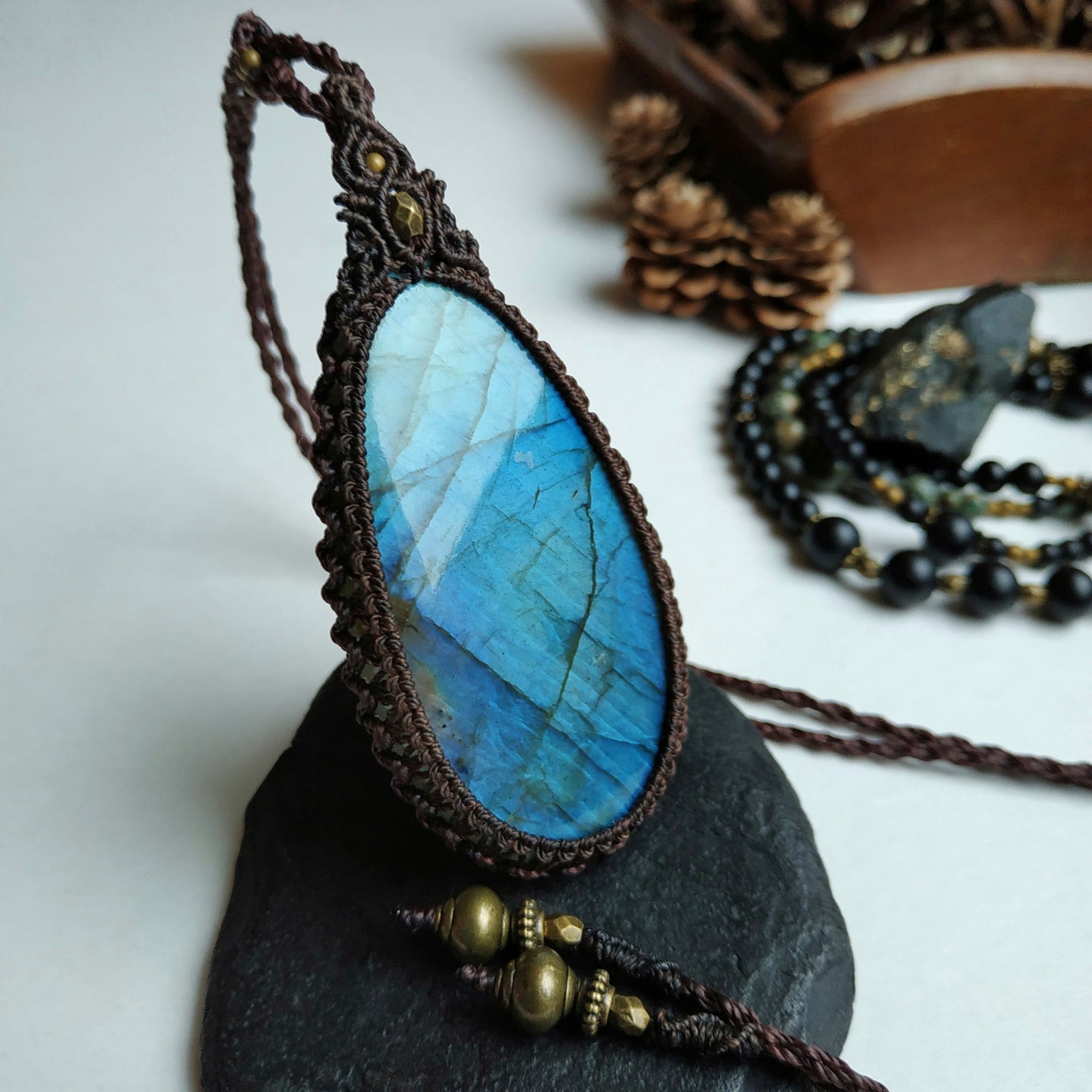 Labradorite Macrame Necklace - SOLD