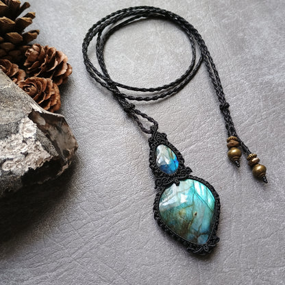 Labradorite Macrame Necklace - Freehand Design  - SOLD