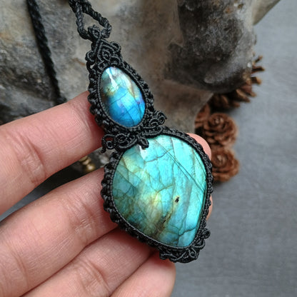 Labradorite Macrame Necklace - Freehand Design  - SOLD