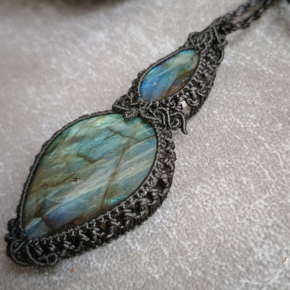 Labradorite Macrame Necklace - Freehand Design  - SOLD