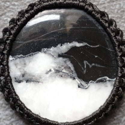 White Buffalo Macrame Necklace | Pendant size approx 4.1 cm