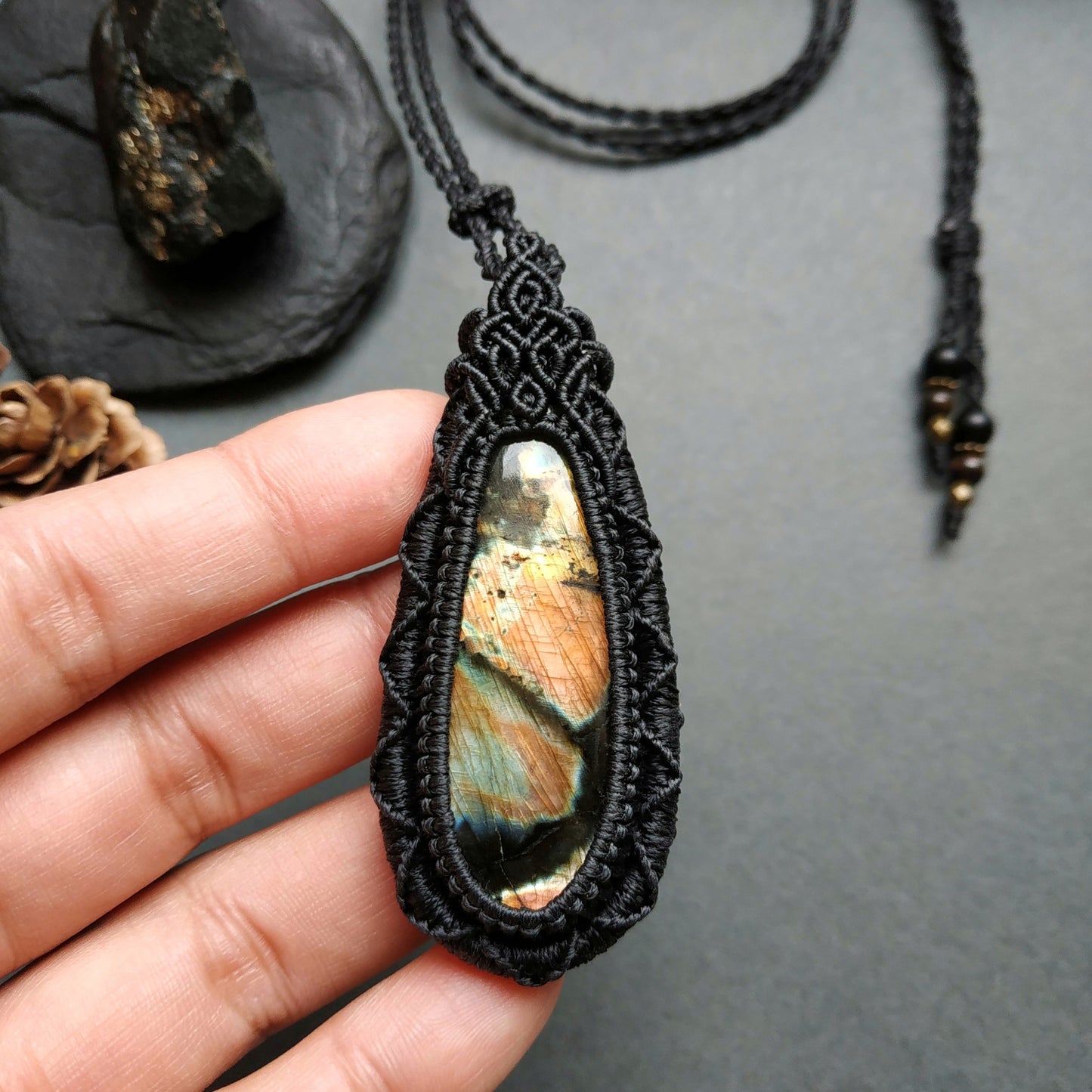Labradorite Macrame Necklace - SOLD