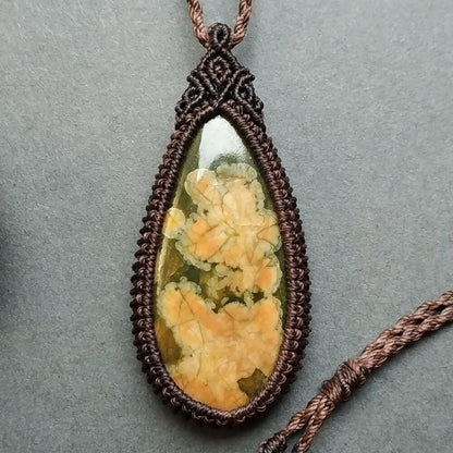 Rhyolite Macrame Necklace  | Pendant size approx 4.9 cm