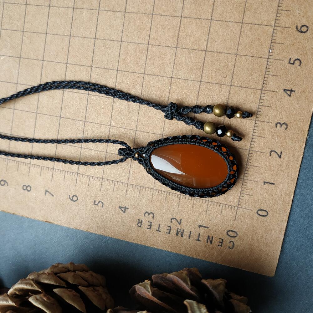 Yellow Chalcedony Macrame Necklace | Pendant size approx 4.2 cm