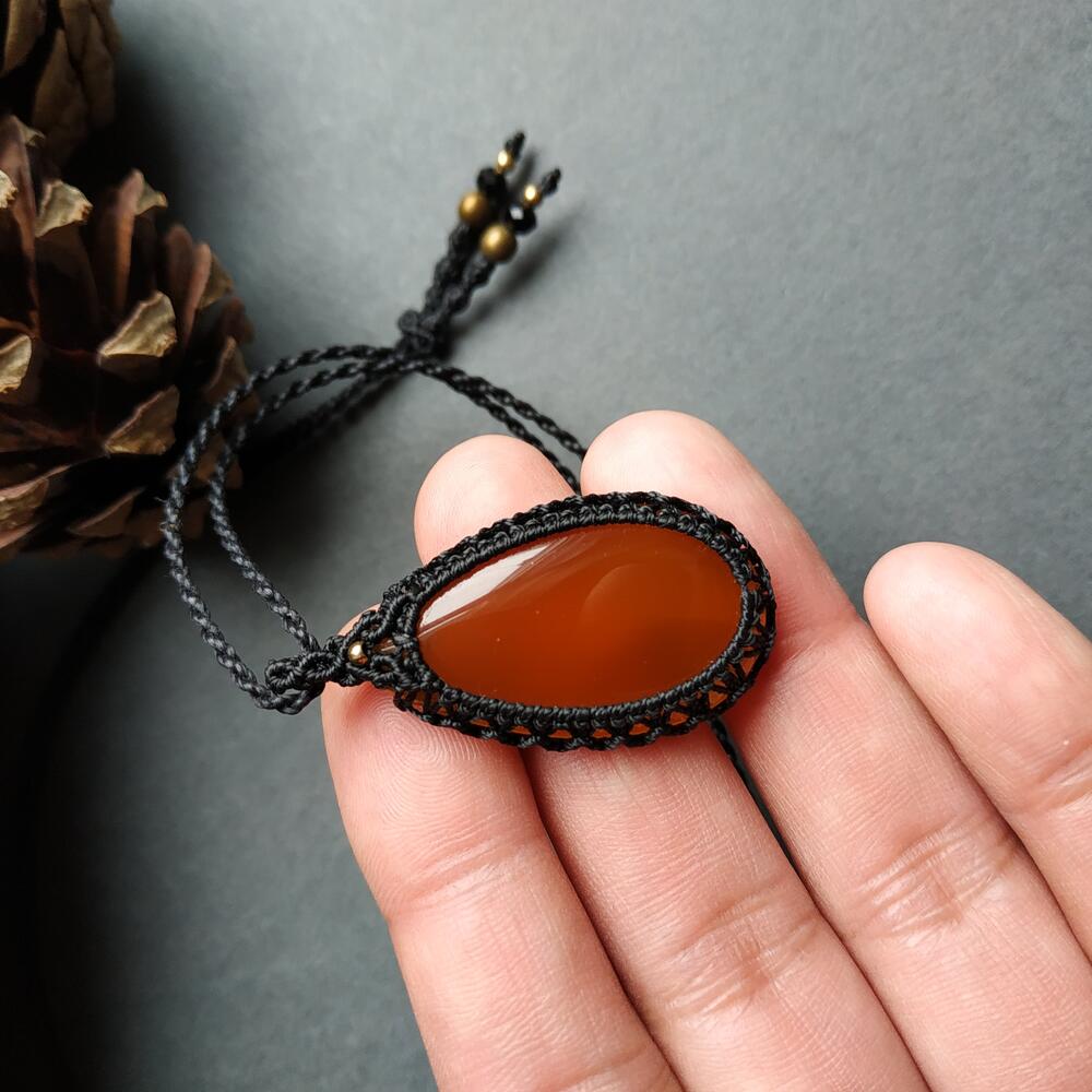 Yellow Chalcedony Macrame Necklace | Pendant size approx 4.2 cm