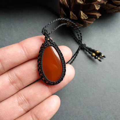 Yellow Chalcedony Macrame Necklace | Pendant size approx 4.2 cm