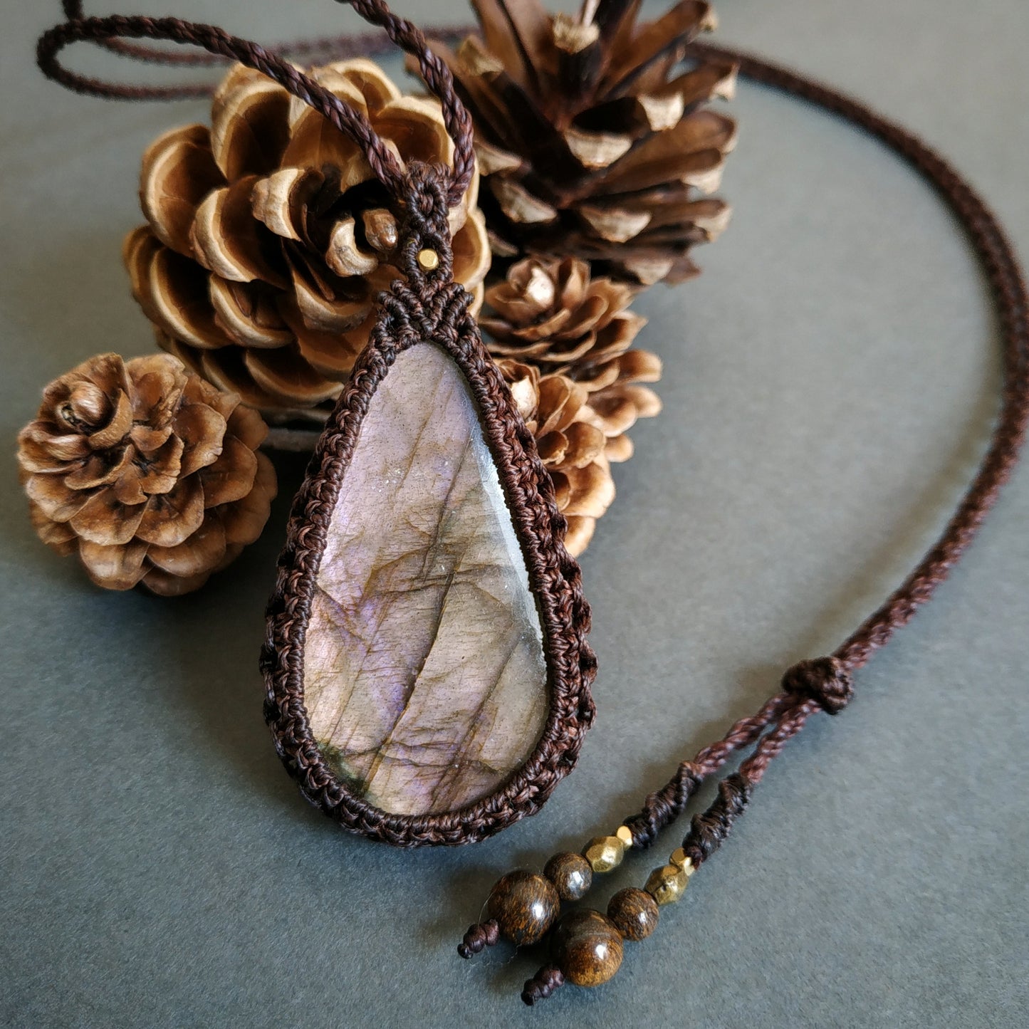 Labradorite Macrame Necklace - SOLD