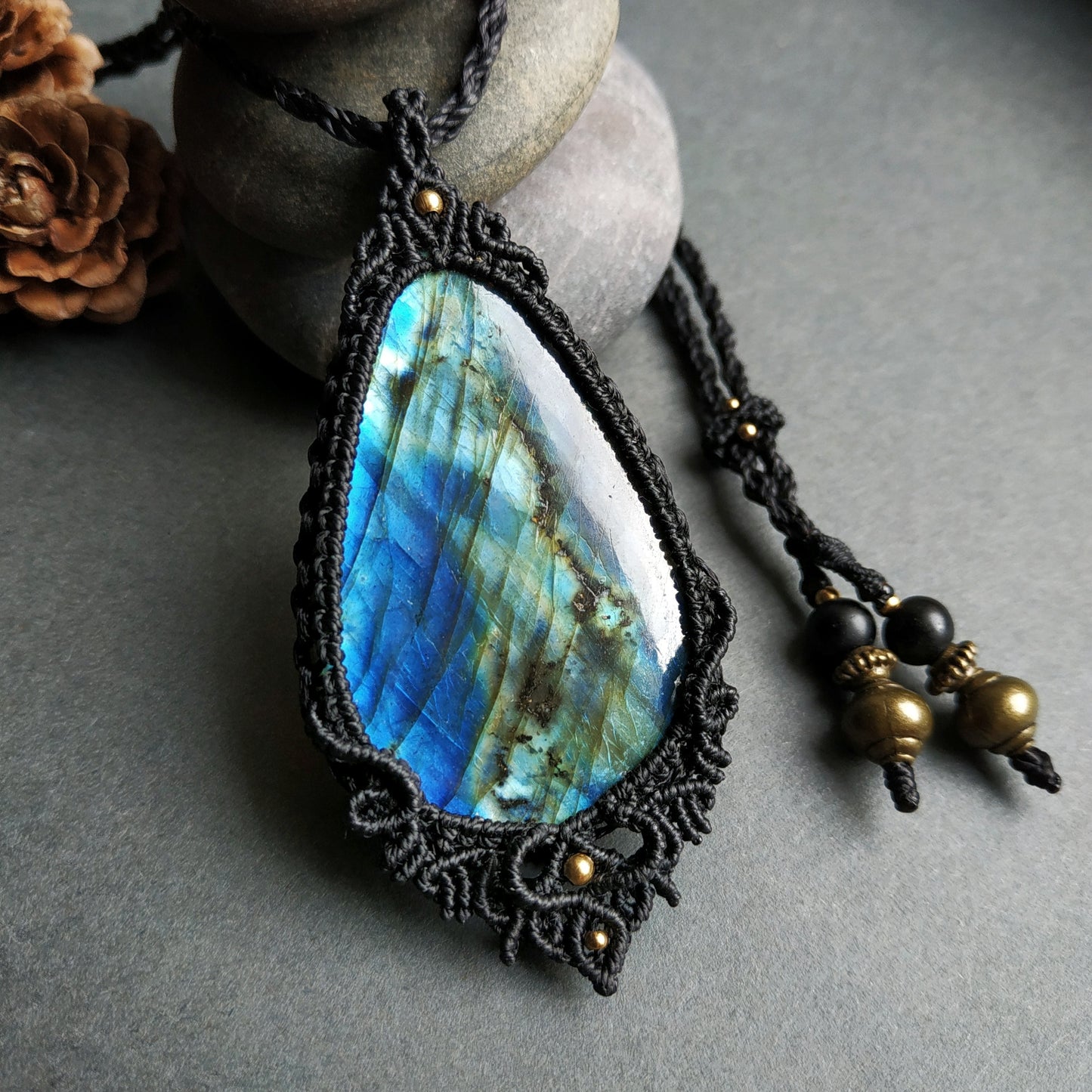 Labradorite Macrame Necklace - SOLD