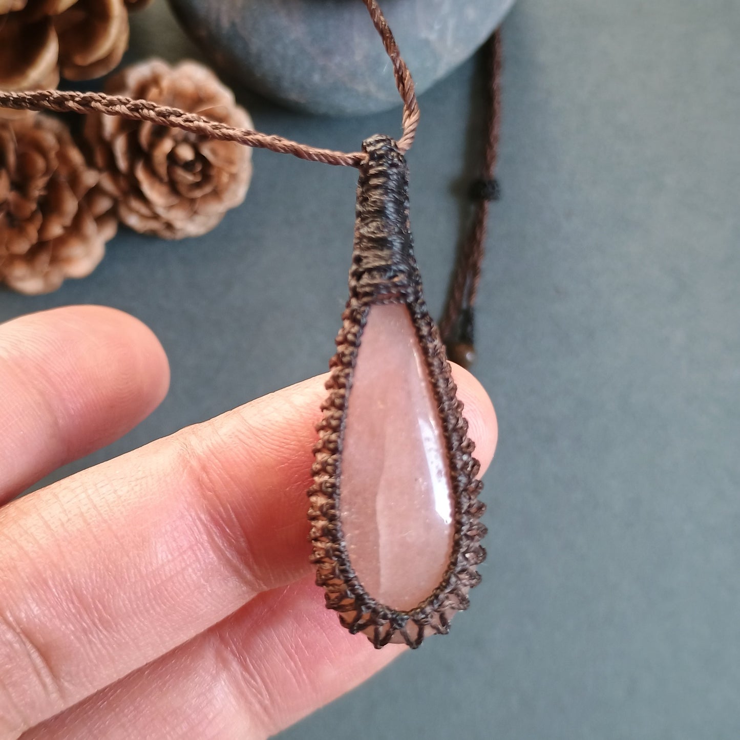 Moonstone Macrame Necklace - SOLD
