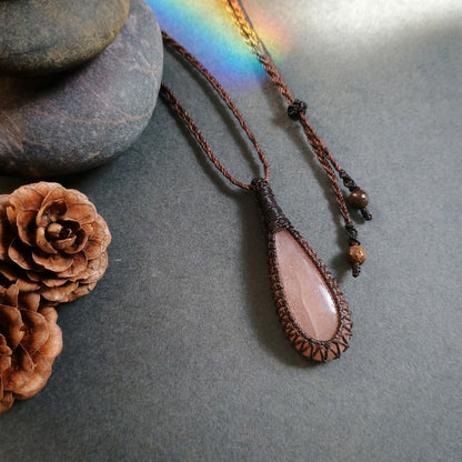 Moonstone Macrame Necklace - SOLD