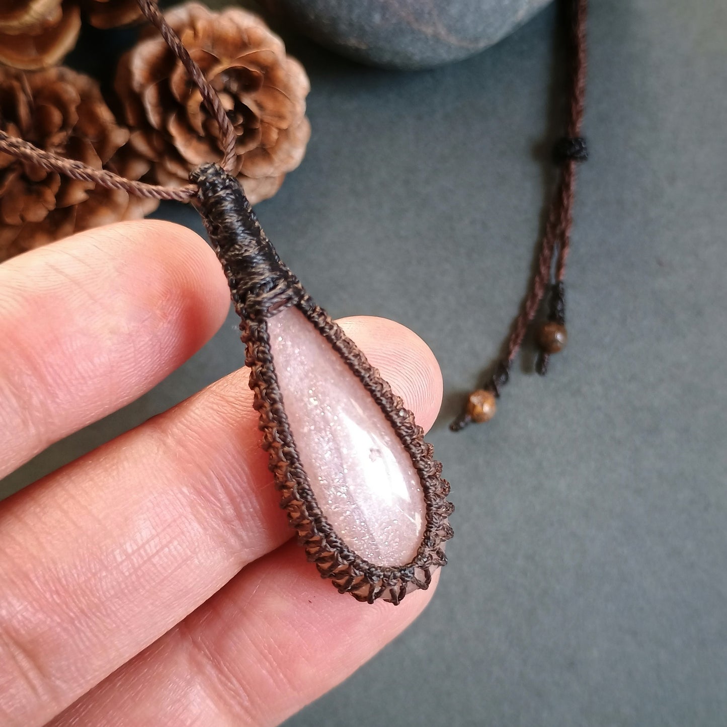 Moonstone Macrame Necklace - SOLD