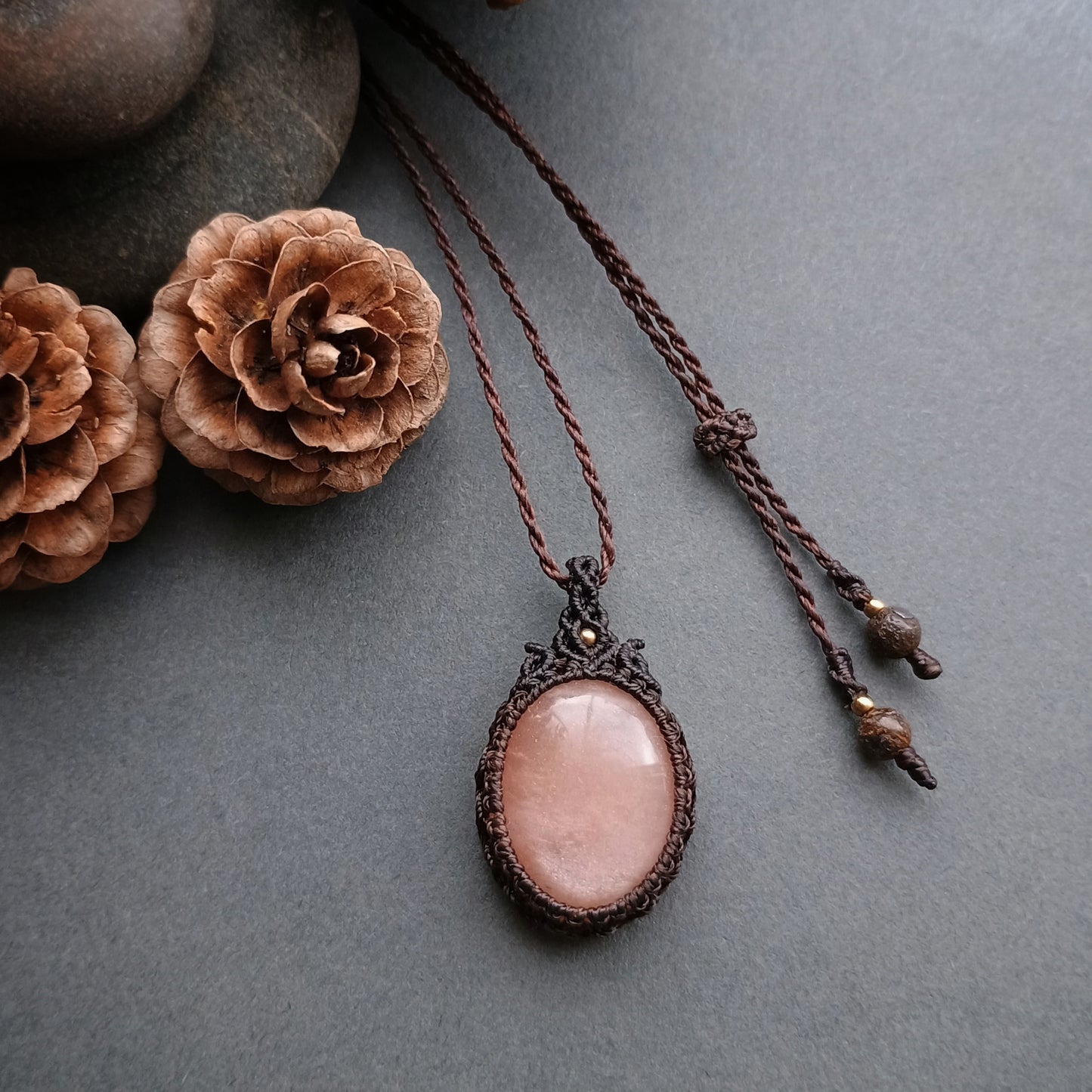 Moonstone Macrame Necklace - SOLD