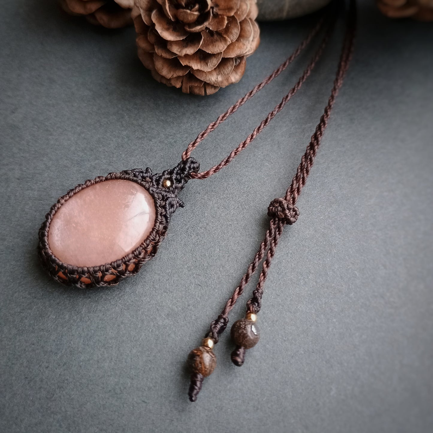 Moonstone Macrame Necklace - SOLD