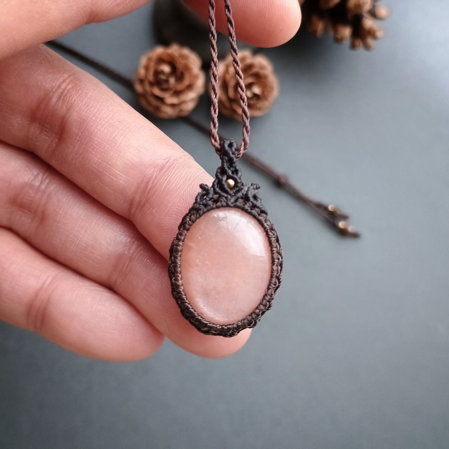 Moonstone Macrame Necklace - SOLD