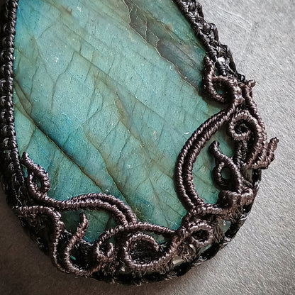 Labradorite Macrame Necklace - Freehand Design  - SOLD