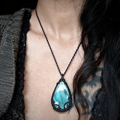 Labradorite Macrame Necklace - Freehand Design  - SOLD