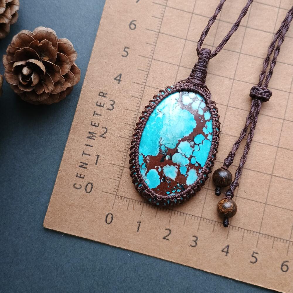 Dyed Magnesite Macrame Necklace  | Pendant size approx 5.6 cm |  Clearance