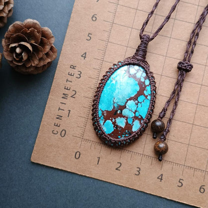 Dyed Magnesite Macrame Necklace  | Pendant size approx 5.6 cm |  Clearance