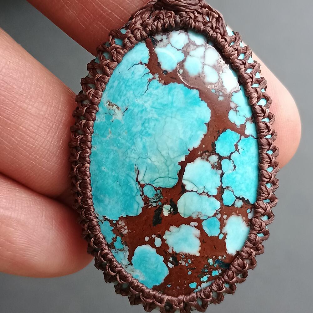 Dyed Magnesite Macrame Necklace  | Pendant size approx 5.6 cm |  Clearance