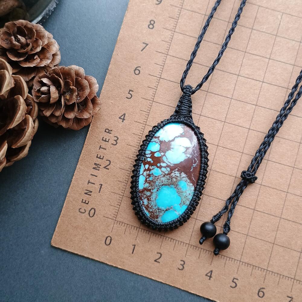 Dyed Magnesite Macrame Necklace  | Pendant size approx 5.8 cm |  Clearance