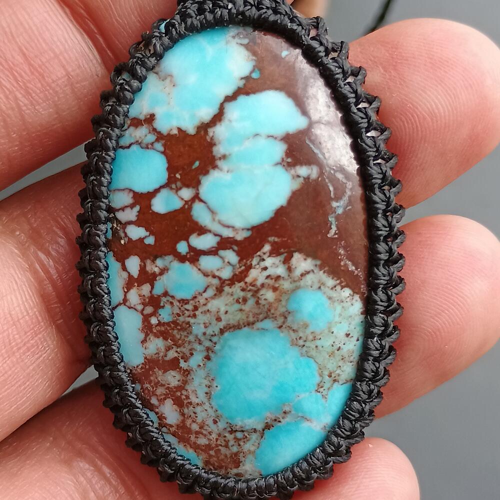 Dyed Magnesite Macrame Necklace  | Pendant size approx 5.8 cm |  Clearance
