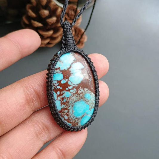 Dyed Magnesite Macrame Necklace  | Pendant size approx 5.8 cm |  Clearance