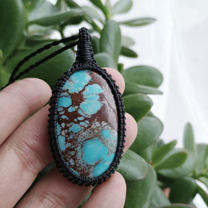 Dyed Magnesite Macrame Necklace  | Pendant size approx 5.8 cm |  Clearance