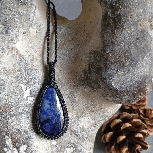 Sodalite Macrame Necklace  | Pendant size approx 4.7 cm