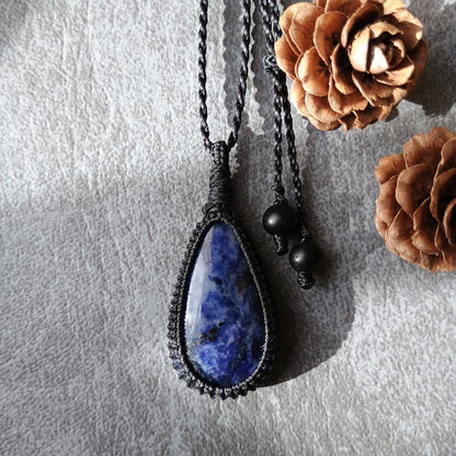 Sodalite Macrame Necklace  | Pendant size approx 4.7 cm