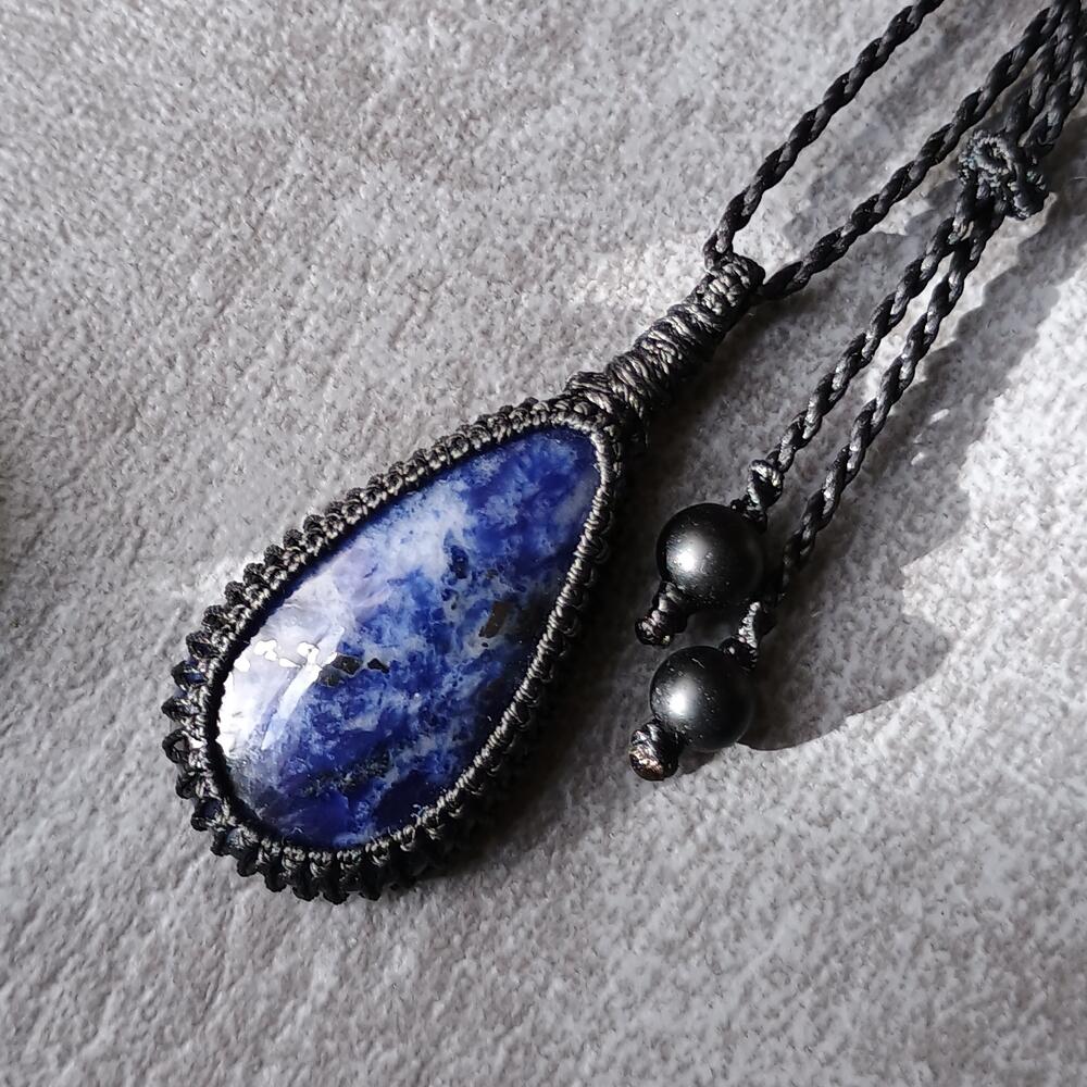 Sodalite Macrame Necklace  | Pendant size approx 4.7 cm