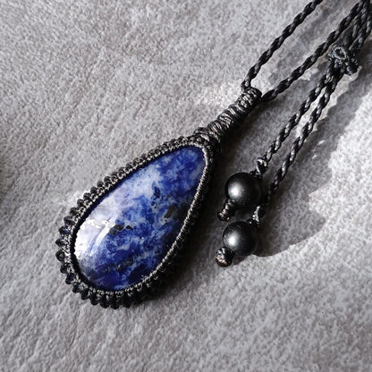 Sodalite Macrame Necklace  | Pendant size approx 4.7 cm