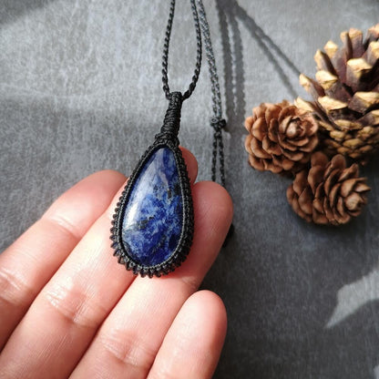 Sodalite Macrame Necklace  | Pendant size approx 4.7 cm