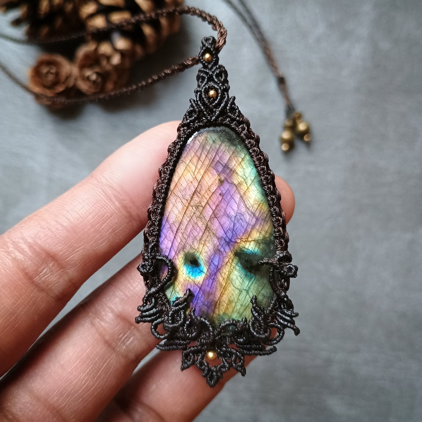 Labradorite Macrame Necklace - SOLD