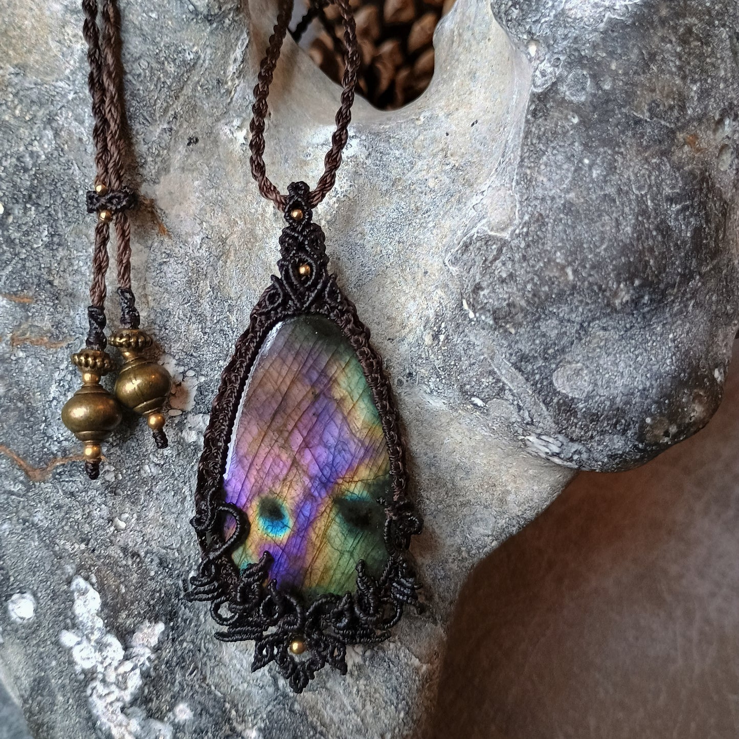 Labradorite Macrame Necklace - SOLD
