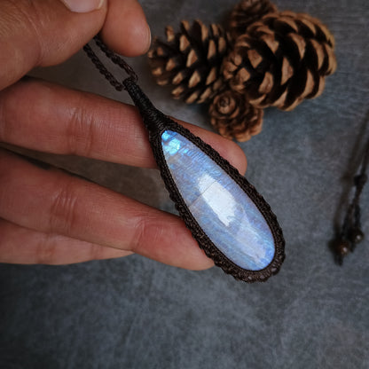 Moonstone Macrame Necklace - SOLD