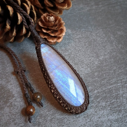 Moonstone Macrame Necklace - SOLD