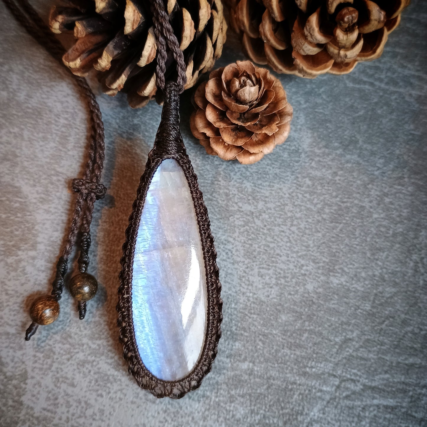 Moonstone Macrame Necklace - SOLD