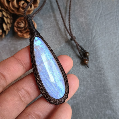 Moonstone Macrame Necklace - SOLD