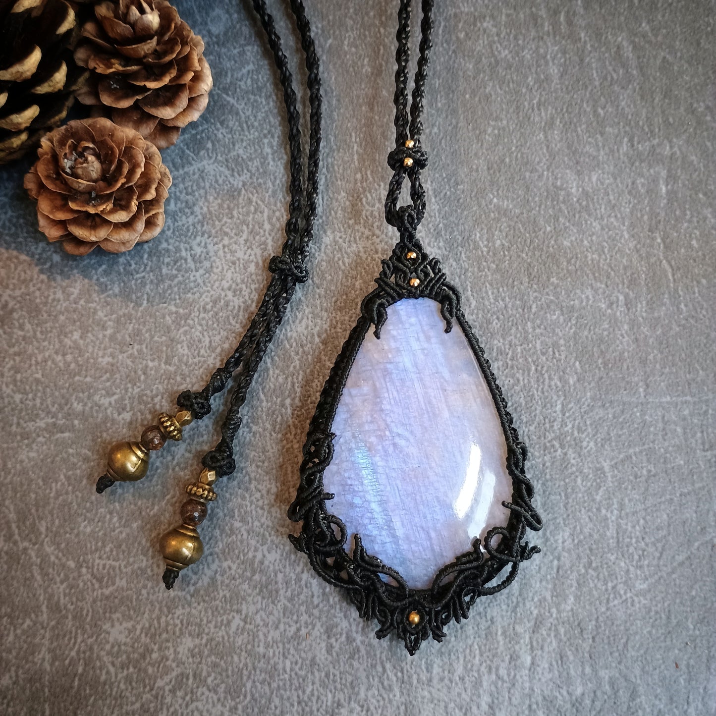 Moonstone Macrame Necklace - SOLD