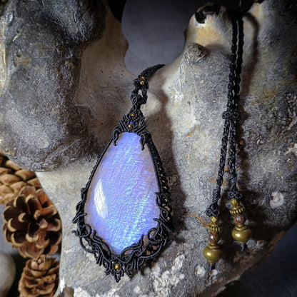 Moonstone Macrame Necklace - SOLD